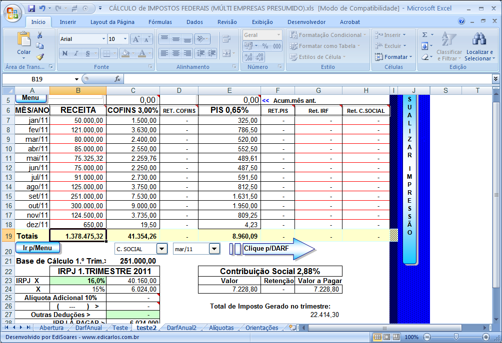 calculo de impostos